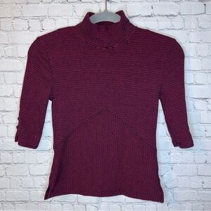 We The Free Navy Blue & Red Stripe Mock Neck Free People Shirt Size X Small